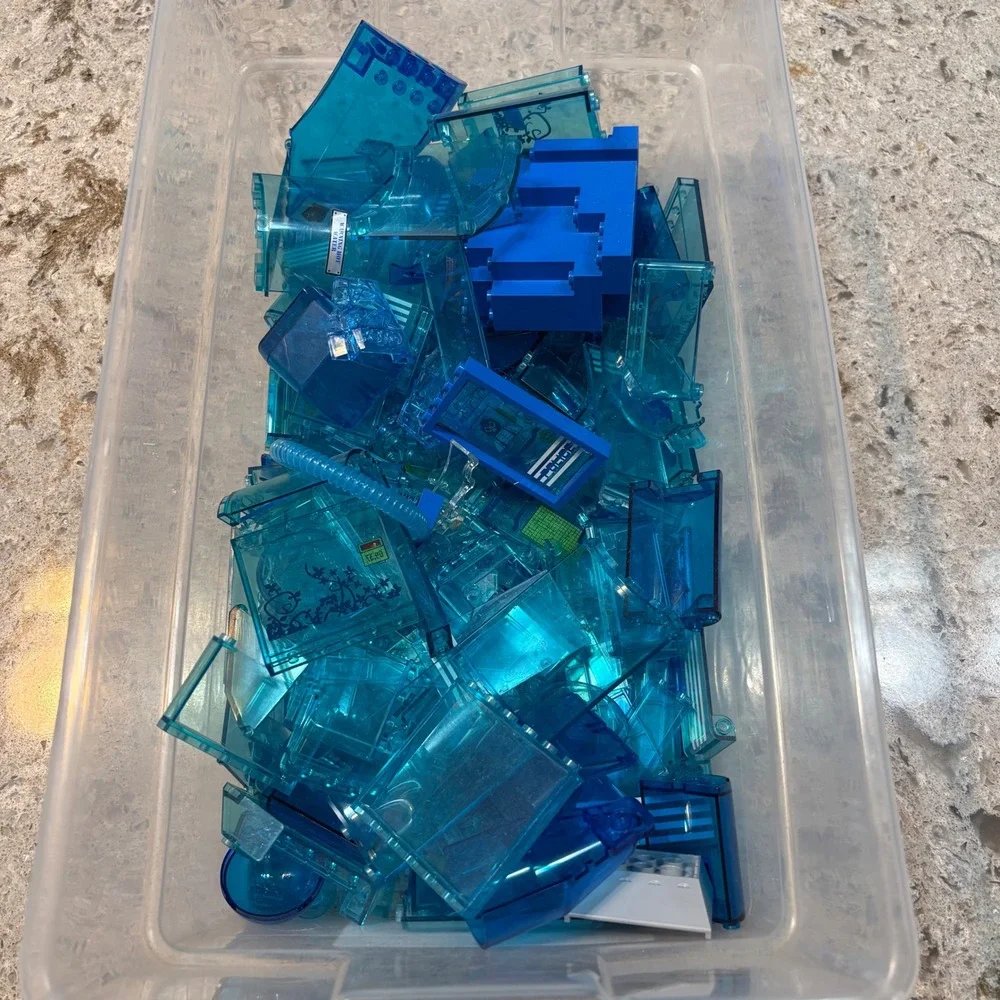 LEGO Translucent Blue Bulk Bricks and Specialty Pieces Lot 1.5lbs+